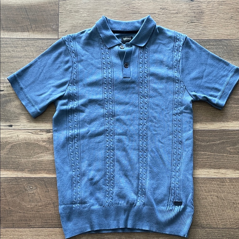 Buffalo David Bitton Textured Blue Polo